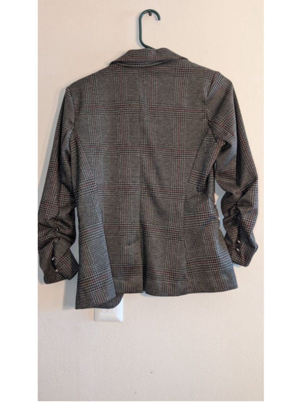 Love Tree Gray Red Plaid Blazer Women's Small - Picture 5 of 6